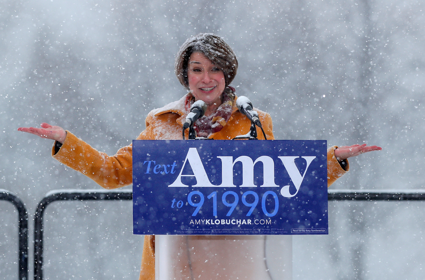 U.S. Senator Amy Klobuchar speaks in Minneapolis